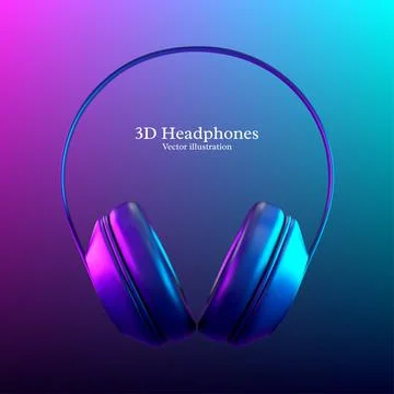 3d realistic vector headphones. Illustrazione stock