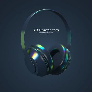 3d realistic vector headphones. Illustrazione stock