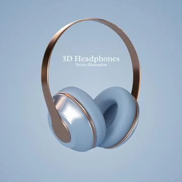 3d realistic vector headphones. Illustrazione stock