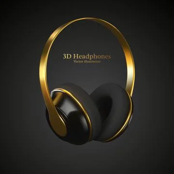 3d realistic vector headphones. Illustrazione stock