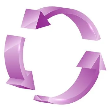 3D realistic vector illustration of circle of three arrows symbol of refres.. Stock Illustration