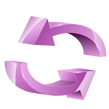 3D realistic vector illustration of oval of two arrows symbol of refresh or.. Stock Illustration