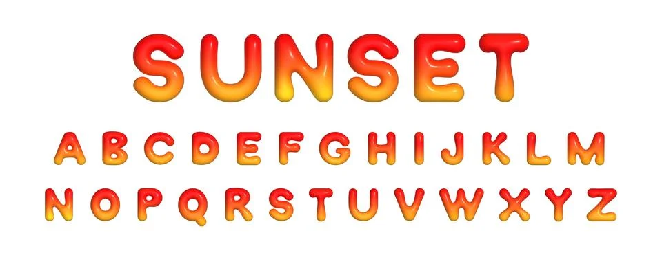 3d realistic vector inflated bubbled glossy gradient alphabet with bold hand Stock Illustration