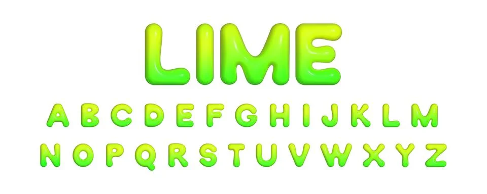 3d realistic vector inflated bubbled glossy gradient alphabet with bold hand Stock Illustration