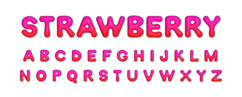 3d realistic vector inflated bubbled glossy gradient alphabet with bold hand Stock Illustration