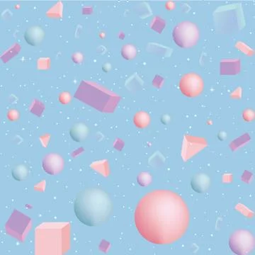 3D realistic vector pattern with simple geometric figures 스톡 일러스트