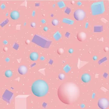 3D realistic vector pattern with simple geometric figures Illustrazione stock