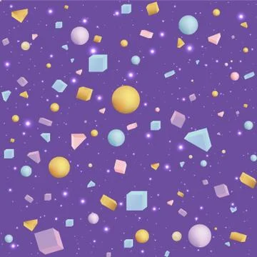 3D realistic vector pattern with simple geometric figures Illustrazione stock