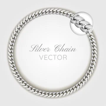 3D Realistic vector silver wrist chain. Silver chain round wreaths for use as a 스톡 일러스트