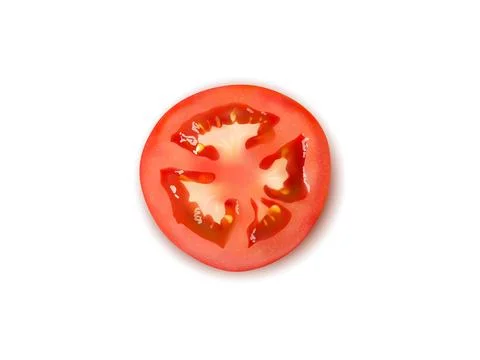 3D realistic vector slice of fresh red tomato showing juicy texture and seeds 스톡 일러스트