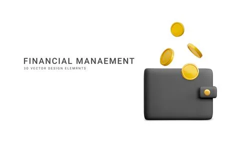 3D realistic vector wallet isolate on white background. Online payment and 3d Stock Illustration