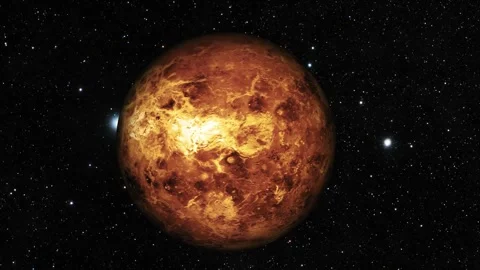 3d Realistic Venus Surface Fiery Planet in Starry Space Galaxy Stock Footage 315034574