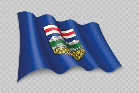 3D Realistic waving Flag of Alberta is a state of Canada Stock Illustration