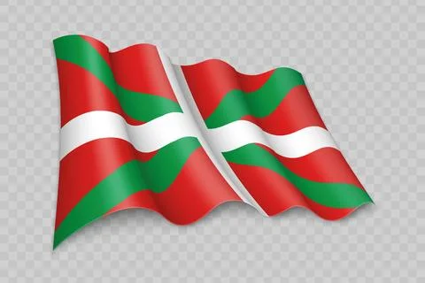 3D Realistic waving Flag of Basque Country is a region of Spain Stock Illustration
