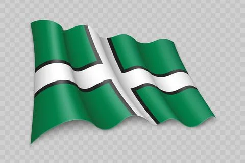 3D Realistic waving Flag of Devon is a county of England Stock Illustration
