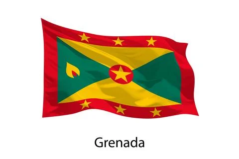 3d realistic Waving flag of Grenada Isolated. Stockillustratie