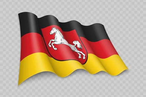 3D Realistic waving Flag of Lower Saxony is a state of Germany Stockillustratie