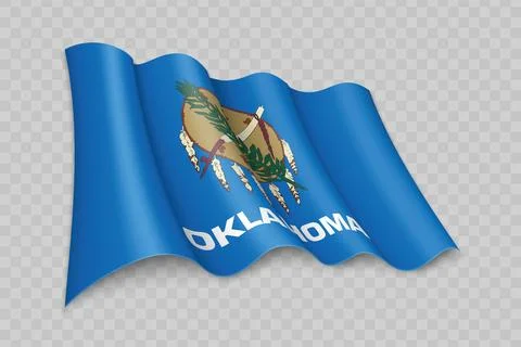 3D Realistic waving Flag of Oklahoma is a state of United States Stock Illustration