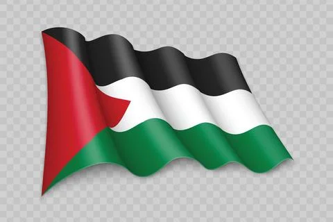 3D Realistic waving Flag of Palestine Stock Illustration