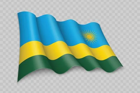 3D Realistic waving Flag of Rwanda 스톡 일러스트