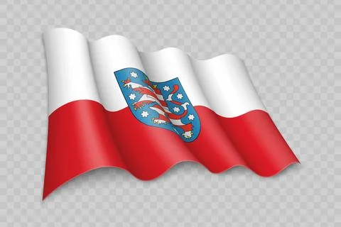 3D Realistic waving Flag of Thuringia is a state of Germany Stock Illustration