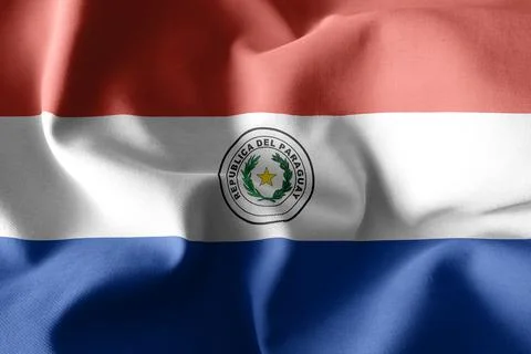 3d realistic waving silk flag of Paraguay Illustrazione stock