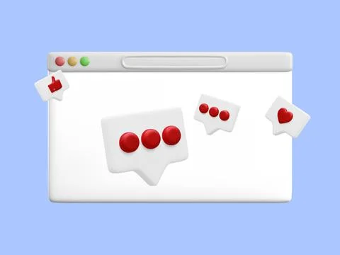 3d realistic web browser with social network Icons. Abstract trendy design fo Stock-Illustration