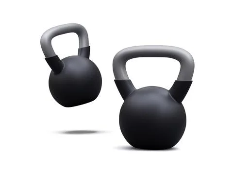 3d realistic weights kettlebell isolated on white background. Vector illustra Illustrazione stock