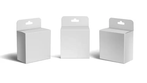 3D Realistic White Box Packaging Isolated On Back Stock-Illustration