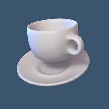 3D realistic white ceramic cup with saucer and spoon Ilustración de archivo