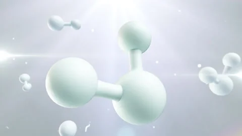3D Realistic White molecules. Science illustration of a cream molecule. Hyaluron Stock Footage 229052518