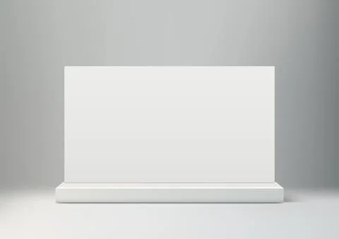 3D realistic white platform with white rectangle backdrop on the floor and .. Stock Illustration