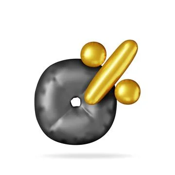 3D realistic zero percent sign helium balloon Illustrazione stock