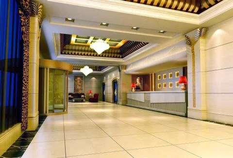 3d reception hall rendering Illustrazione stock