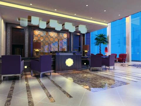 3d reception hall rendering Illustrazione stock
