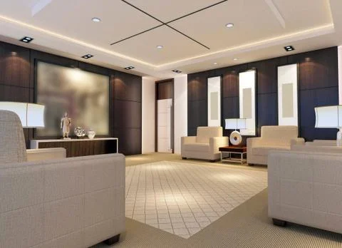3d reception room rendering Illustrazione stock