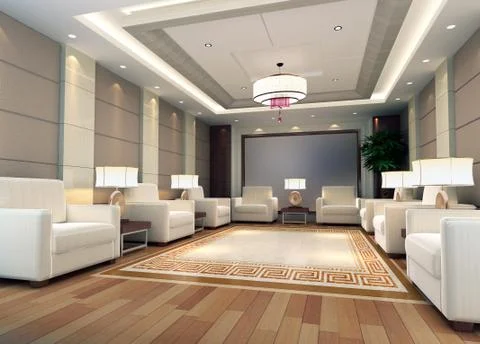 3d reception room rendering Illustrazione stock