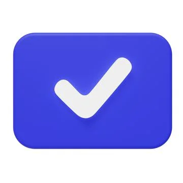 3D Rectangle Blue Checkbox. Check Mark. 3D Illustration. Isolated. 스톡 일러스트