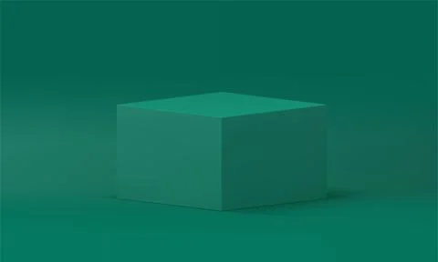 3d rectangle box green pedestal foundation platform isometric angular decor.. Stockillustratie