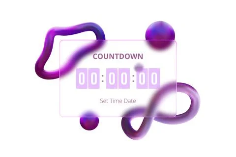 3D rectangle frame countdown in glass morphism style, vector set time date Stock Illustration