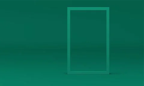 3d rectangle green frame abstract wall backdrop for interior design showroo.. Stock Illustration