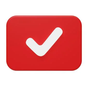 3D Rectangle Red Checkbox. Check Mark. 3D Illustration. 스톡 일러스트