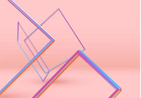 3d Rectangle shape objects. Minimal Abstract background with Gradient blue an Stock Illustration