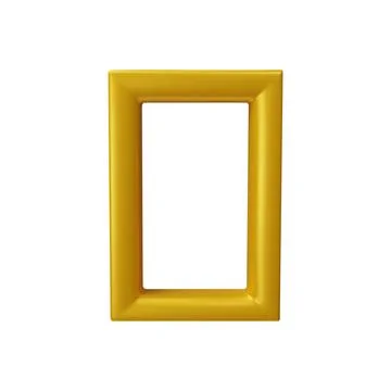 3D rectangle vector frame, golden glossy window silhouette, yellow border design Stock Illustration