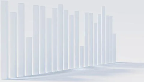 3d rectangles of different heights on a white background. Simulation of stati Stock Photos