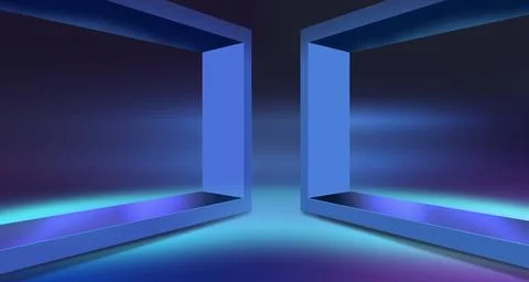 3d rectangluar frame in front of blue background concept series Stock Illustration