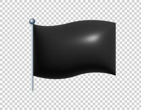 3D rectangular black flag icon with silver pole. Stock Illustration