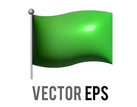 3D rectangular Christmas gradient green flag icon with silver pole イラスト素材
