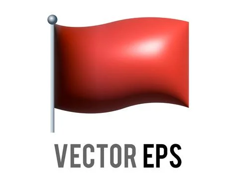 3D rectangular Christmas gradient red flag icon with silver pole Stock Illustration