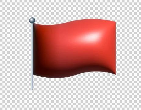 3D rectangular gradient red flag icon on transparent background Stock Illustration